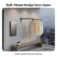 Foldable Hanging Clothes Rack No-Drill Installation Laundry Accessory Retractable sturdyDuty for Apartment Dwellers, Homeowners