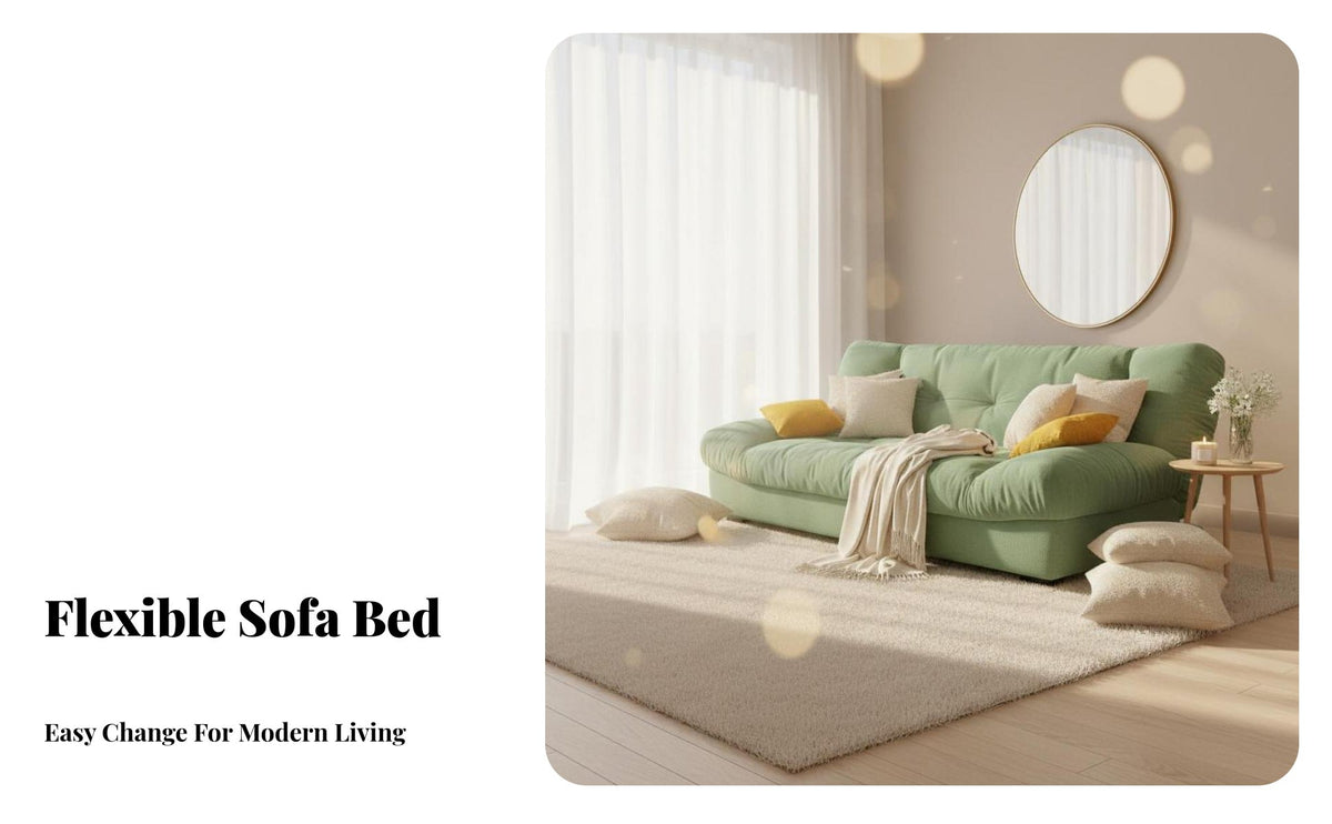 Multi-Functional Fold-open Sleeper Couch Foldable Design transformable Foam Lounger Space-Saving Sofa Bed puffyLike Comfort for Small Apartment Dwellers, Students, Young Adults, Bedroom, Home Office