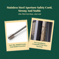 Safety Cord for panes, Fall Restrictor, Stainless Steel Wire Rope, Childproof Lock, Aluminum Alloy, Easy Installation, Home Security, Versatile Use