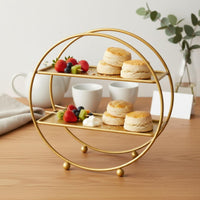 2 Pieces Two-Tier Dessert Stand Space-Saving Tiered Serving Tray Decorative