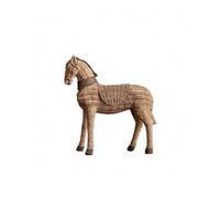 Wicker Horse Figurine Standing Home Decor Detailed Design