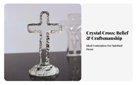 Minimalist Design Crystal Cross Ornament Giftable Crystal Standing Cross Symbol of Faith for Christians, Women, Desktop, Prayer Room, Office