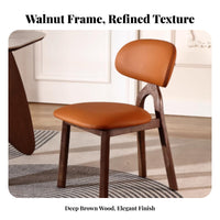 Durable Wood Frame Wooden Side Chair with Leather backrest Walnut Finish Upholstered Side Chair Modern & fhardwoodion accent Seating Padded Seat for Apartment Dwellers, Design aficionados, Interior Designers, Dining Room, Study, Office, Kitchen