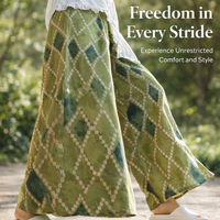 Women's Clothing Wide Leg Palazzo Pants with Double Pockets for Beach Wear, Rayon Material Summer Trousers, Flowy Culottes for Casual