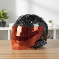Carbon-Fiber Look 3/4 | Glossy, Helmet with communication system, for Daily Commuting