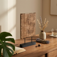 Striped Decorative Board Textured Resin Sculpture with Base Minimalist
