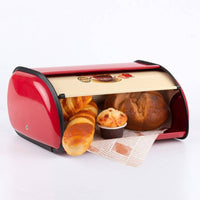 Retro Bread Box Bakery Print Hinged-Top Loaf Box Countertop