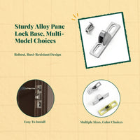 pane Lock, Type 90 Aluminum Sliding Door Hook, Security Latch, Adjustable, Easy to Install