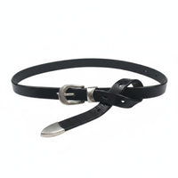 Simple Fashion Aesthetic Vintage Leather Belt Soft Feel Silver Buckle Belt Lightweight for Jeans