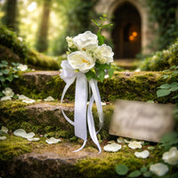 Car Mirror Flower Decoration Elegant Snowy Bloom Mirror Bow Photo-Ready