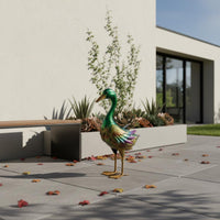 Metal Duck Statue Hand Painted Iron Duck Yard Art Protection for Courtyard