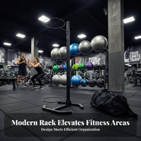 Space-Saving Design Exercise Ball Storage Rack Sturdy Steel Frame Exercise Ball Stand Sturdy Floor-Protecting Feet for Personal Trainers