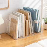 Clear Acrylic Bookends, Non-Slip Dividing Book End for Shelves, Matte Desktop Book Holder for Students & Office