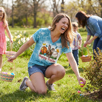 V Neck T-Shirt Soft and Comfortable Easter Bunny Shirt Great Gift women's Graphic Tee Women's Top for Adults, Teenagers, Daily Wear, Parties, Vacation