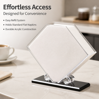 Clear Acrylic Serviette Holder, Modern Minimalist Napkin Dispenser for Kitchen, Square Flat Paper Tableware Organiser