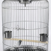 Round Cockatiel Cage and Budgie Cage, Stainless Steel Medium Bird Cage for Lovebird Cage, Metal Round Shape for Finch Canary Conures Parakeets