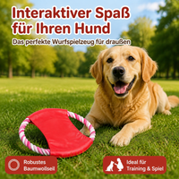 Interactive Cotton Rope Dog Toy, 19cm Frisbee Disc for Fetch Games, Tug Toys & Chew Toys, for Training
