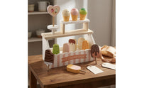 Ice Cream Shop Display Stand Printed Menu Board Wooden Ice Cream Shop Hard Candy Sign Dessert Counter Playset for Children