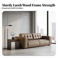 Block-Style Couch Genuine Leather Sofa Italian Design Household Furniture for Apartment Dwellers, Families, Living Room, Lounge Area, Exhibition Hall