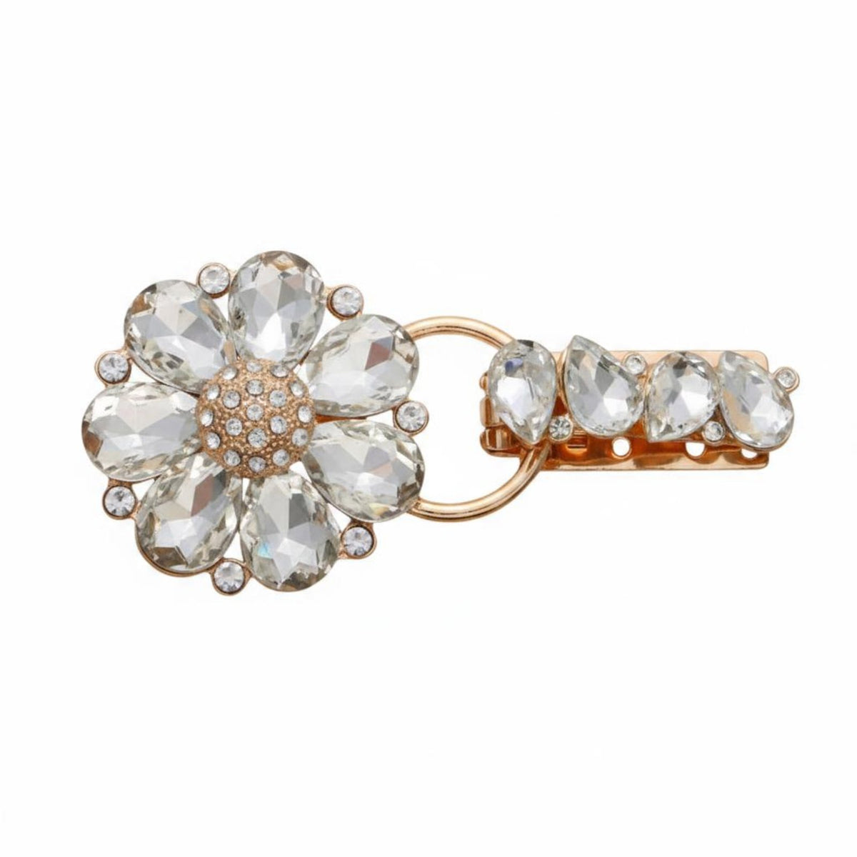 Floral Design Rhinestone Flower Clasp Elegant Vintage Design Collar Clip