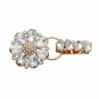 Floral Design Rhinestone Flower Clasp Elegant Vintage Design Collar Clip