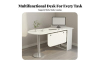 Minimalist Design Curved Computer Desk Spacious Tabletop Corner Office Desk Easy Assembly Gaming Study Table Ample Storage Space for Professionals, Students, Gamers, Bedroom, Small Areas