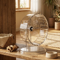 Silent Hamster Wheel and Exercise Running Wheel with Stand Included, Large Clear Cage Accessory for Syrian Hamsters Exercise