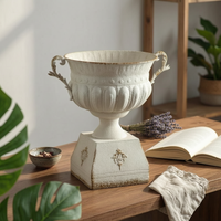 Pedestal Urn with Handles Embossed Container Elegant for Entryway, Photo Shoots