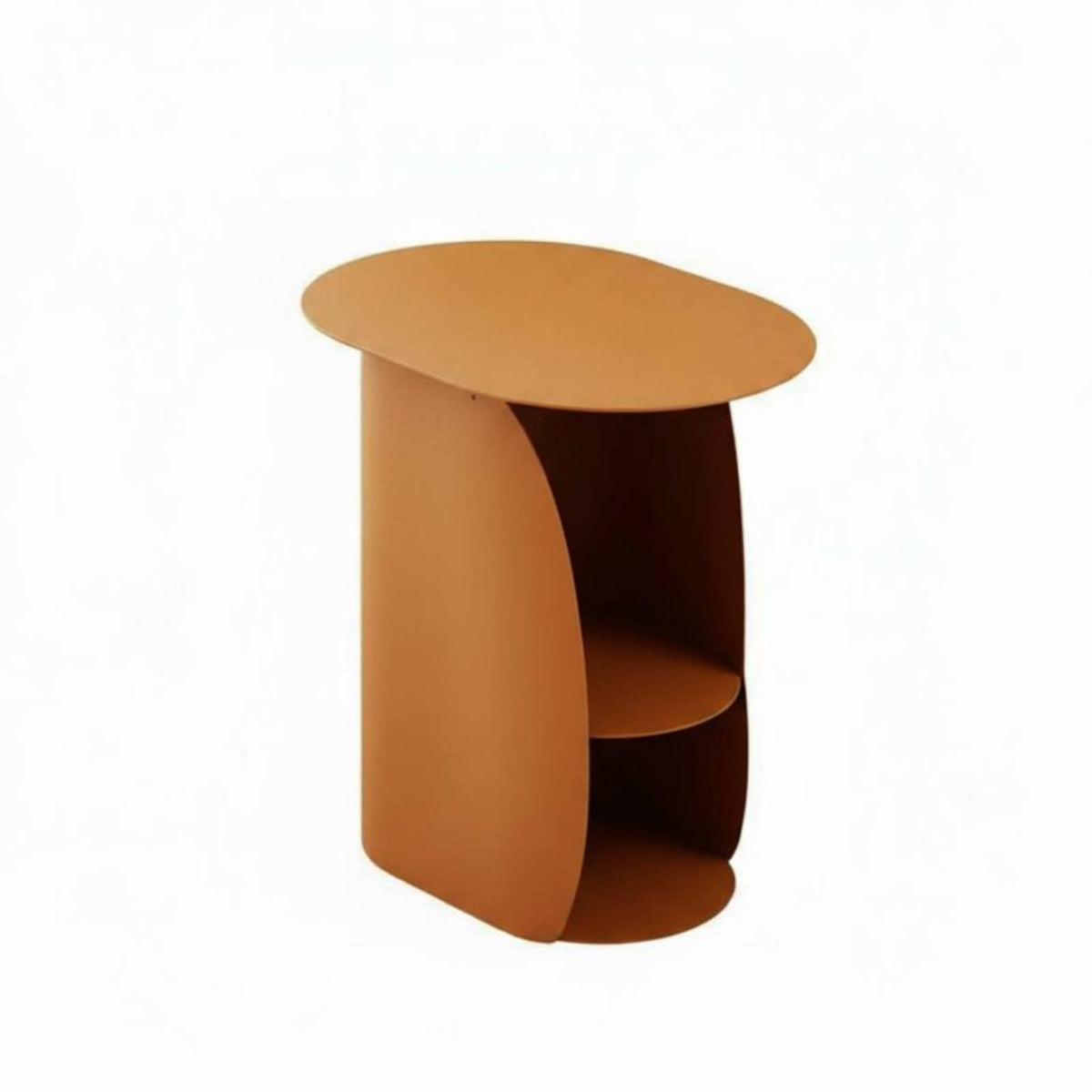 C-Shaped Side Table Minimalist aesthetic Nightstand Storage Shelf for Small Spaces
