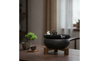 Ceramic Fountain with Wooden Stand Quiet for Tea Table