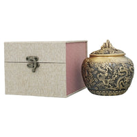 Copper Ashtray Sculpted Surface Lidded Ashtray Gold-Toned for Display
