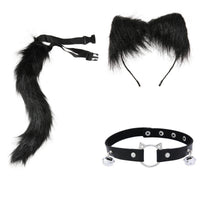 Cosplay Cat Ear Headband and Tail Accessory Set for Adults