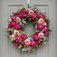 Silk Peony Wreath Easy to Hang Peony Wreath Handmade for Garden Gate