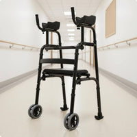 Upright Folding Walking Assistant Strolling Support Height Adjustable Standing Gait Support with Armrests Two-Mode Mode