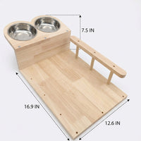 Cat Climbing Shelves and Playhouse with Feeding Bowls, Solid Wood Wall-Mounted Activity Center, Space Saving Shelves for Indoor Cats Sleeping