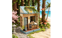 Miniature Coffee Shop Vintage Miniature Cafe Model Warm 3D Puzzle Model Kit for Tabletop Decor