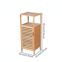 Bamboo Shelf with Cabinet Vertical Bamboo Floor Cabinet Slim for Bathroom