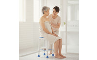 Rotating Bath Stool 360° Rotation Swivel Shower Stool Non-Slip Shower Chair with Shelf for Seniors, Washroom