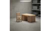 Rectangular Top Mini Desk and Chair Slatted Back Wood Desk Chair Set Plain Finish Home Furniture Storage Drawers