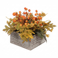 Flower Centerpiece with Wooden Box Faux Artificial Flower Centerpiece Decorative Table Decoration for Thanksgiving