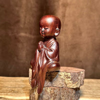 Meditating Monk Figurine Dark Brown Table Decoration Tabletop Size