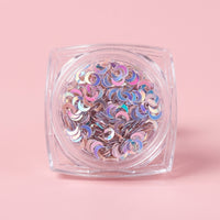 Glitter Sequins for Manicure Decoration, Hollow Star Shaped Moon Butterfly Nail Accessories, Colorful Effect Design for Teens, Pink Themed Supplies