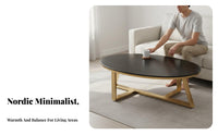 Sintered Stone Top Oval Accent Table Modern Design Living Room Furniture Minimalist Design Rounded Edges for Apartment Dwellers, Homeowners, Pet Owners, Lounge Area, Home, Office Lobby