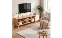 TV Cabinet Northern European TV Console with Door Wooden Media Console for Living Room, Small Apartment