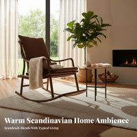 Single-Person Wooden Rocking Chair timeless Design Indoor Seating Wide Armrests