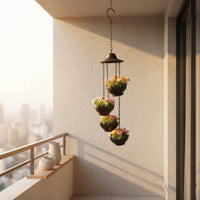 Lotus Hanging Planter Decorative Chain Garden Decor Multi-Tier for Balcony