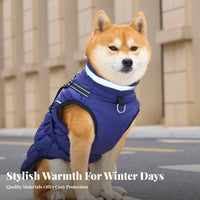 Windproof Dog Coat with Harness Adjustable Fit Dog Harness Winter Coat Elastic Abdomen Design for Cold Weather, Night Walks, Rainy Days