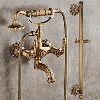 All-Copper Carved European Retro Shower Set with Handheld Spray