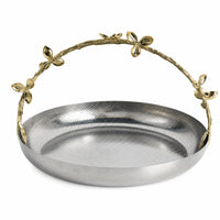 Stainless Steel Decorative Bowl Classic Fruit Bowl with Branch Handle Rustproof