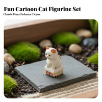 Small Feline Figurine Japanese-Aesthetic cat Figurine Adorable Design Cartoon Kitten Ornament for Kids, Fairy Garden, Bookshelf